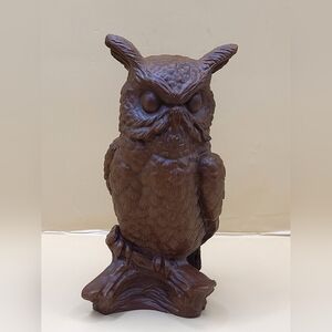 Vintage Resin Owl Figurine Brown Woodland Decor 4” Tall